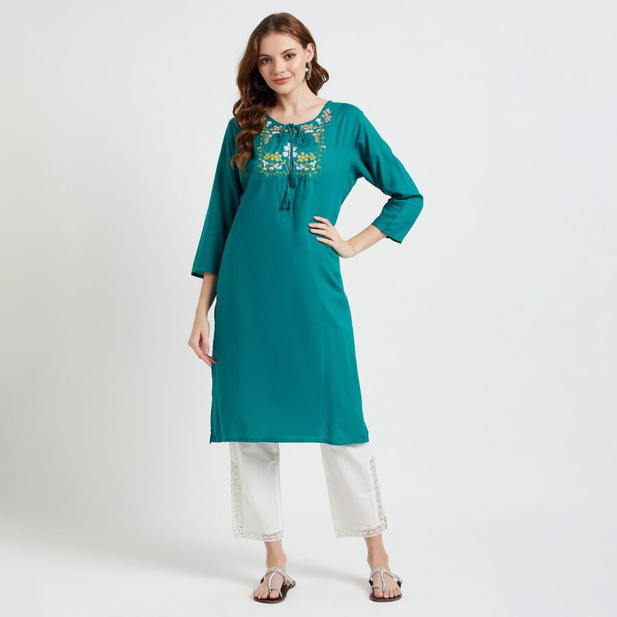 Ladies' Kurta, Dark Green, large image number null