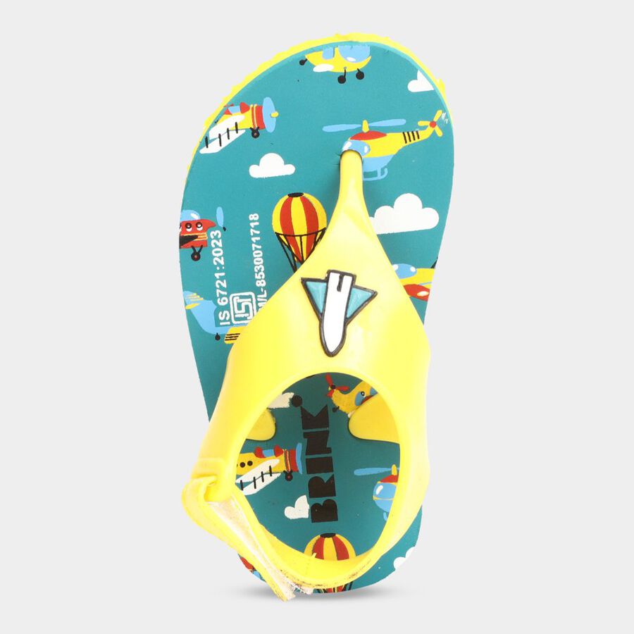 Kids Printed Flip Flops, Yellow, large image number null