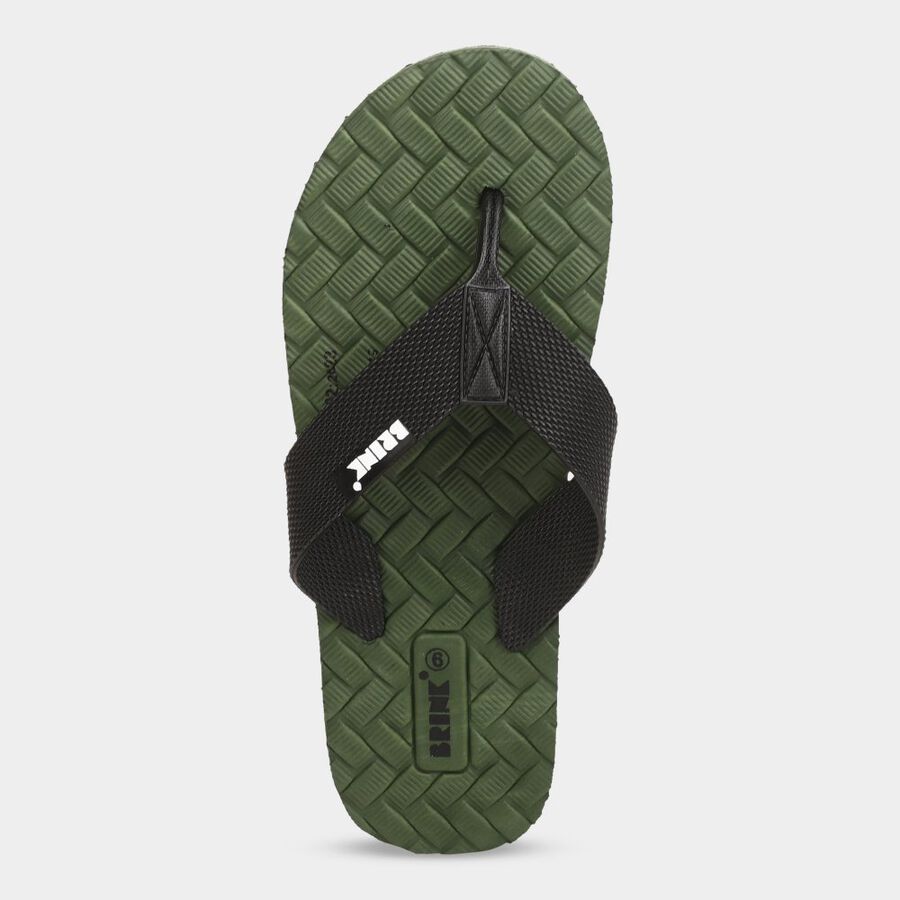 Mens Printed Flip Flops, Green, large image number null