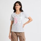 Ladies' Round Neck T-Shirt, मिश्रित हल्का ग्रे, small image number null