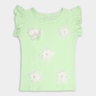 Girls' Cotton T-Shirt, हल्का हरा, small image number null