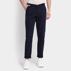 Men's 100% Cotton Slim Fit Casual Trousers, Navy Blue, small image number null