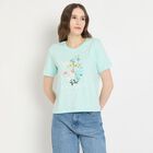 Ladies' Round Neck T-Shirt, नीला, small image number null