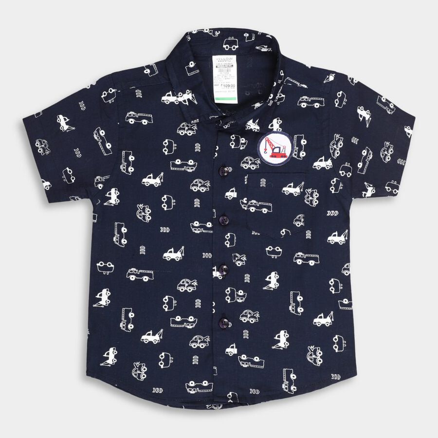 Infants' Cotton Shirt, Navy Blue, large image number null