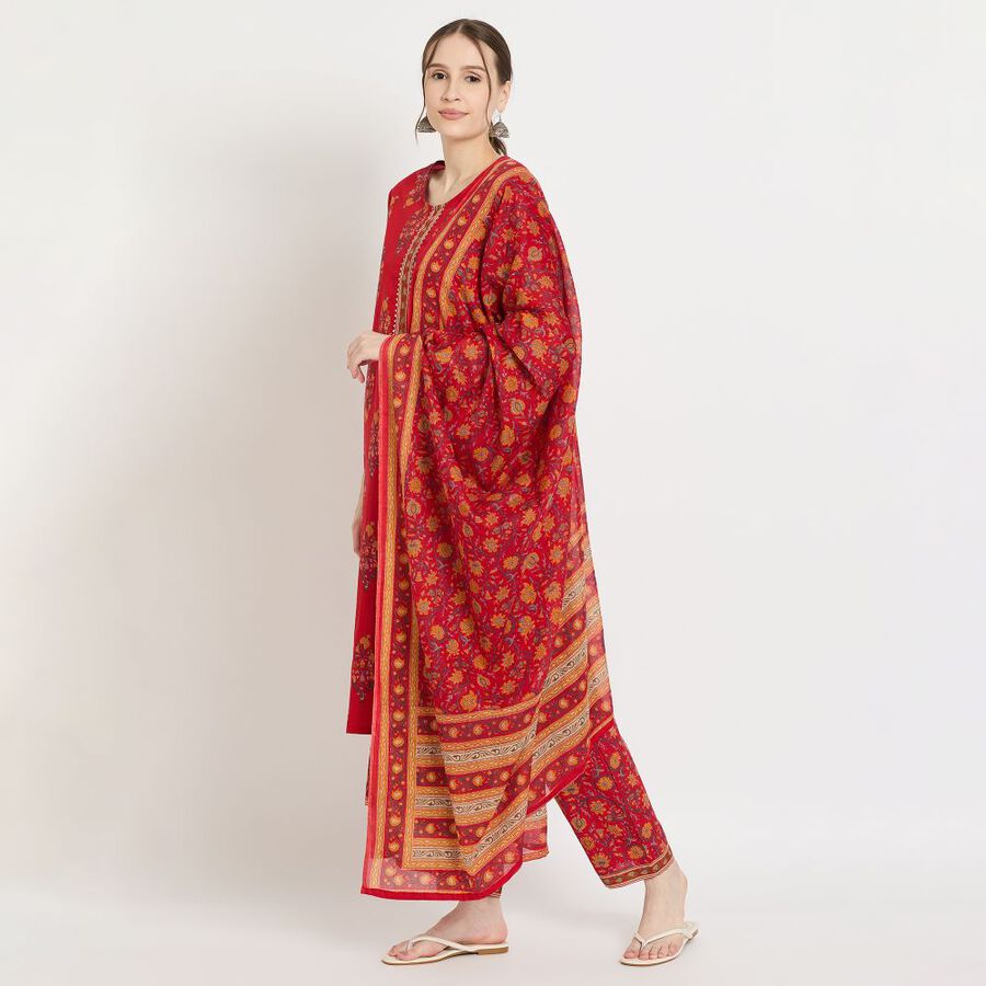 Ladies' Cotton Kurta, Red, large image number null