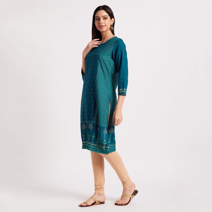 Ladies' Kurta, Teal Blue, large image number null