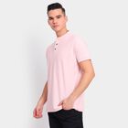 Men's Cotton Collared Half Sleeves T-Shirt, Pink, small image number null