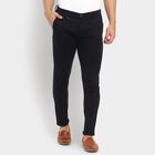 Men's Slim Fit Casual Trousers, Navy Blue, small image number null