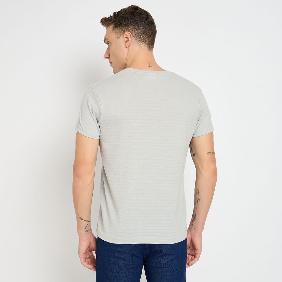 Men's Round Neck Half Sleeves T-Shirt, Light Grey, large image number null