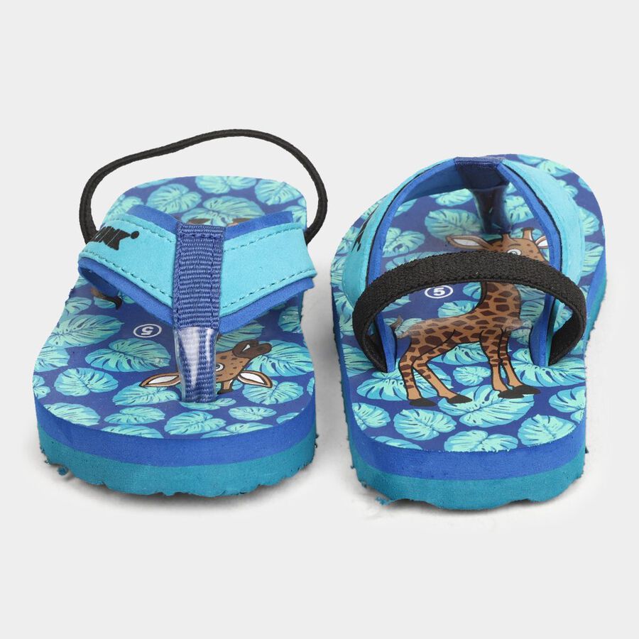 Kids Printed Flip Flops, Blue, large image number null