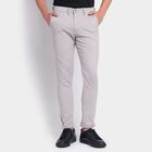 Men's Slim Fit Casual Trousers, हल्का ग्रे, small image number null