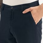 Men's 100% Cotton Slim Fit Casual Trousers, Navy Blue, small image number null