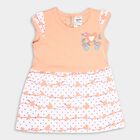 Infant Girl's Cotton Frock, Peach, small image number null