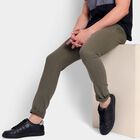 Men's 100% Cotton Slim Fit Casual Trousers, ओलिव, small image number null