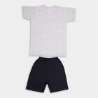 Boys' 100% Cotton Knit Baba Suit, Melange Light Grey, small image number null