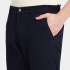 Men's 100% Cotton Slim Fit Casual Trousers, Navy Blue, small image number null