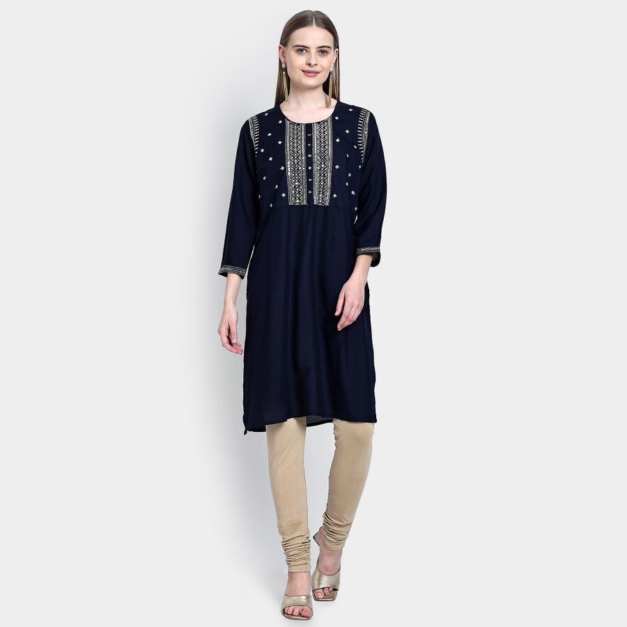 Ladies' Kurta, नेवी ब्लू, large image number null