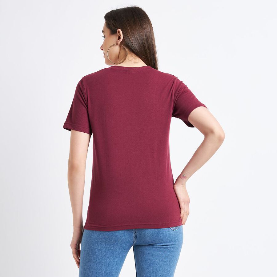 Ladies' Cotton T-Shirt, Wine, large image number null