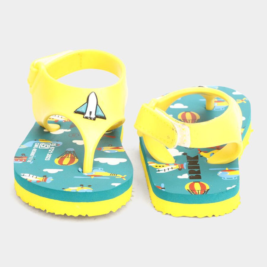 Kids Printed Flip Flops, Yellow, large image number null