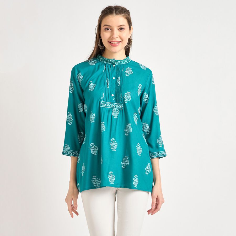 Ladies' Kurta, Teal Blue, large image number null