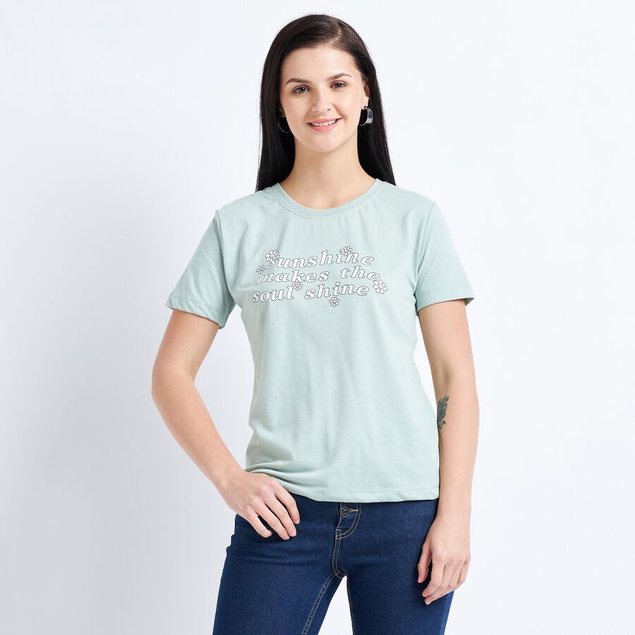 Ladies' Round Neck T-Shirt, Light Green, large image number null