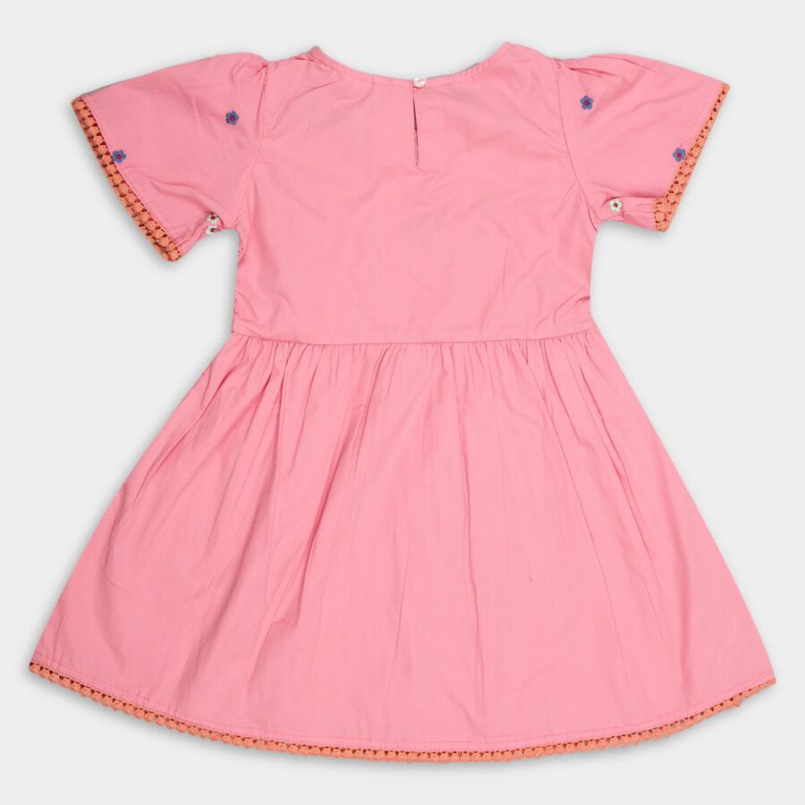 Girls' Cotton Frock, Pink, large image number null