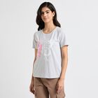 Ladies' Round Neck T-Shirt, मिश्रित हल्का ग्रे, small image number null