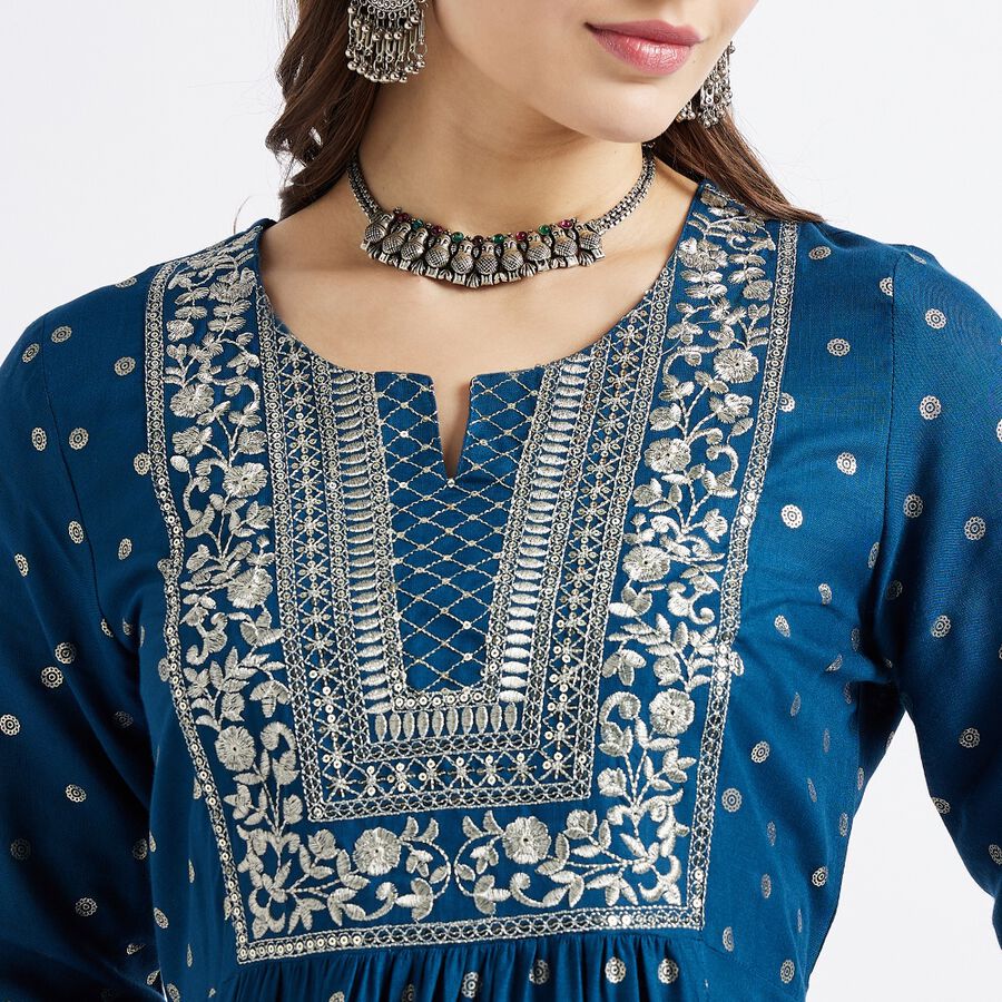 Ladies' Kurta, Teal Blue, large image number null