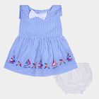 Infant Girl's Cotton Frock, हल्का नीला, small image number null