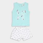 Infant Girl's Cotton Short Set, Aqua, small image number null