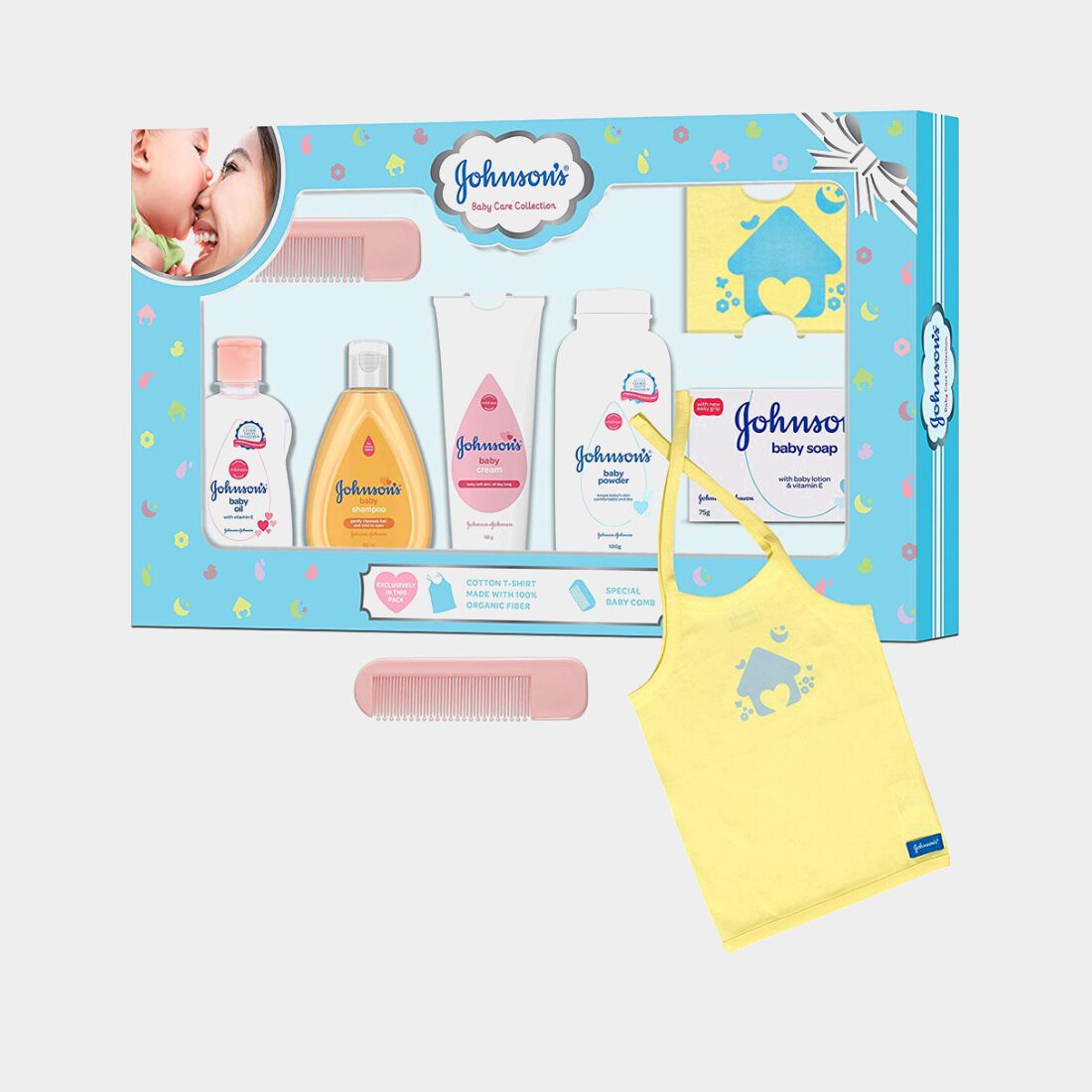 Bath & Skin Care | Johnson's Baby Care Collection Gift Pack 7 Items With  Yellow Organic T-shirt | Freeup