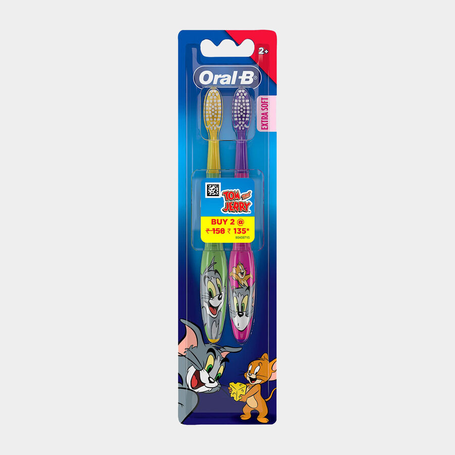 Kids Toothbrush, Tom & Jerry, Extra soft bristles and easy to hold handle (Age 2+), , large image number null