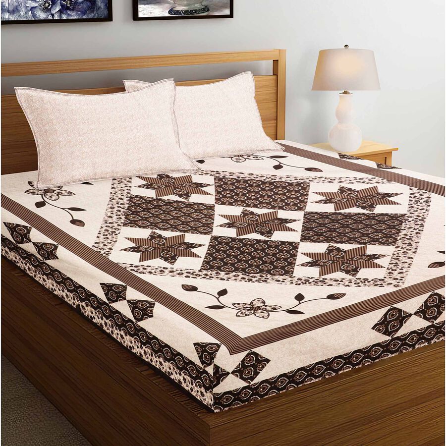 120 GSM Microfiber Double Bedsheet with 2 Pillow Covers, , large image number null