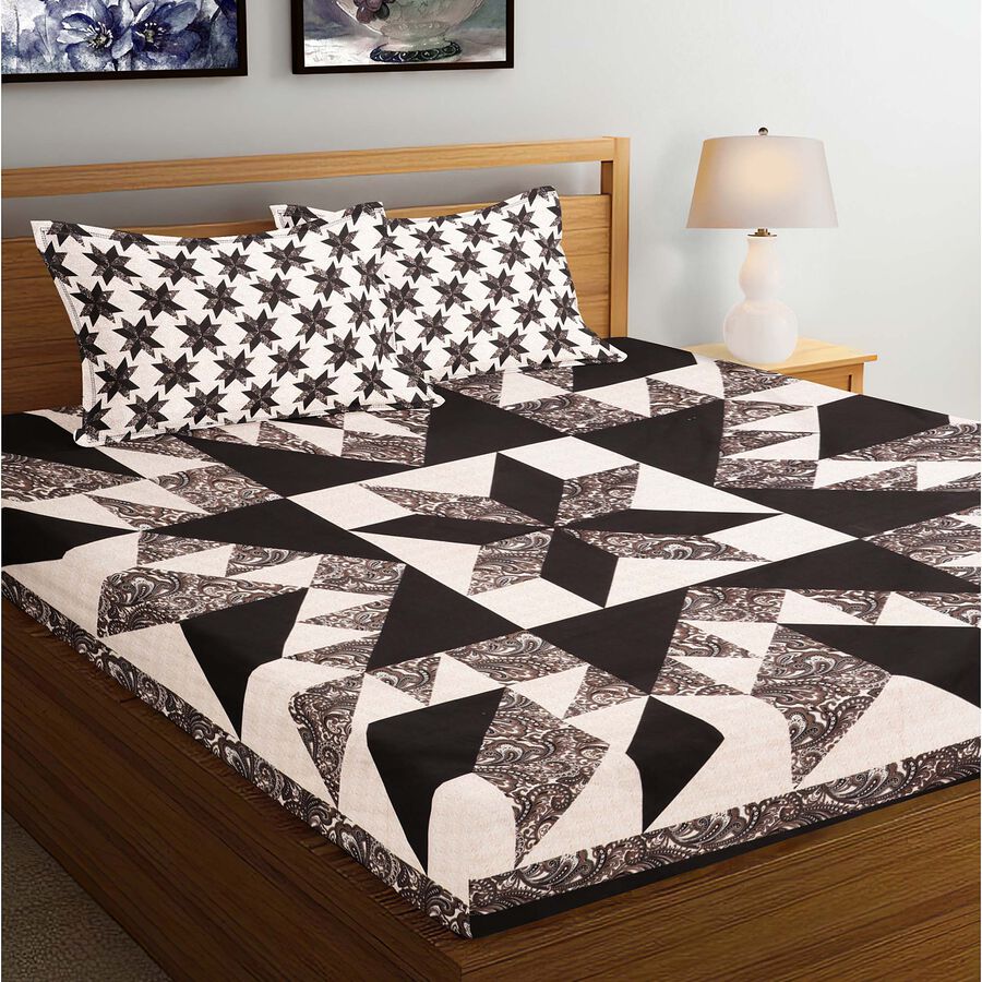 125 GSM Microfiber Double Bedsheet with 2 Pillow Covers, , large image number null