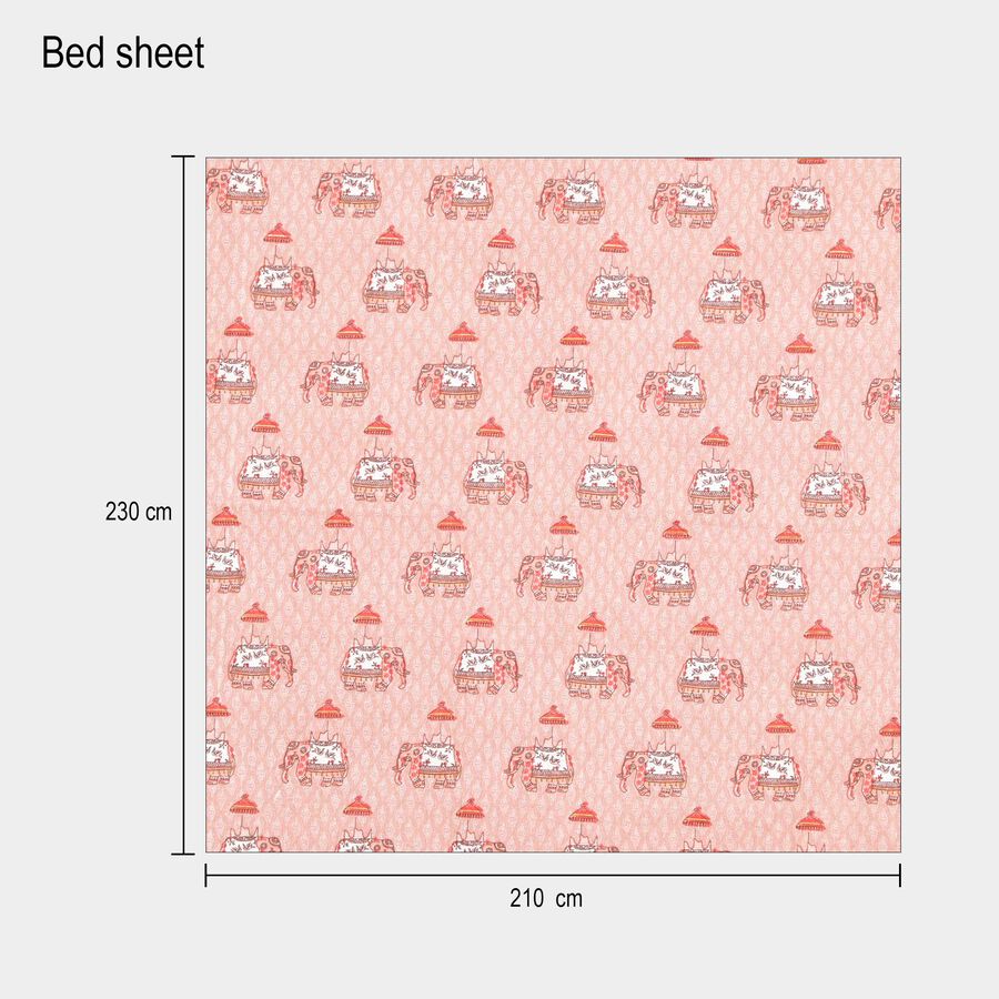 104 TC Cotton Blend Double Bedsheet with 2 Pillow Covers, , large image number null