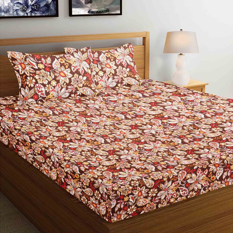 120 GSM Microfiber Double Bedsheet with 2 Pillow Covers, King Size, , large image number null