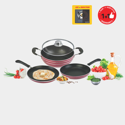 Aluminium Cookware Set - Kadhai, Fry pan & Tawa, Induction Compatible