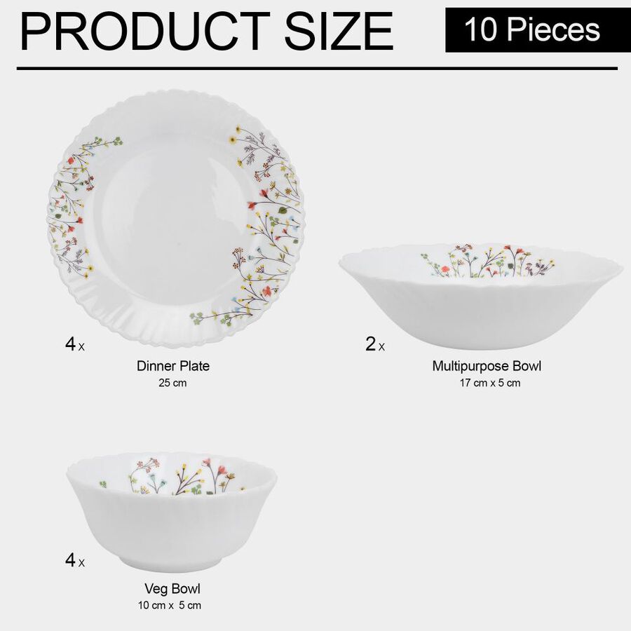 10 Pcs. Opalware Dinner Set, Microwave Safe, , large image number null