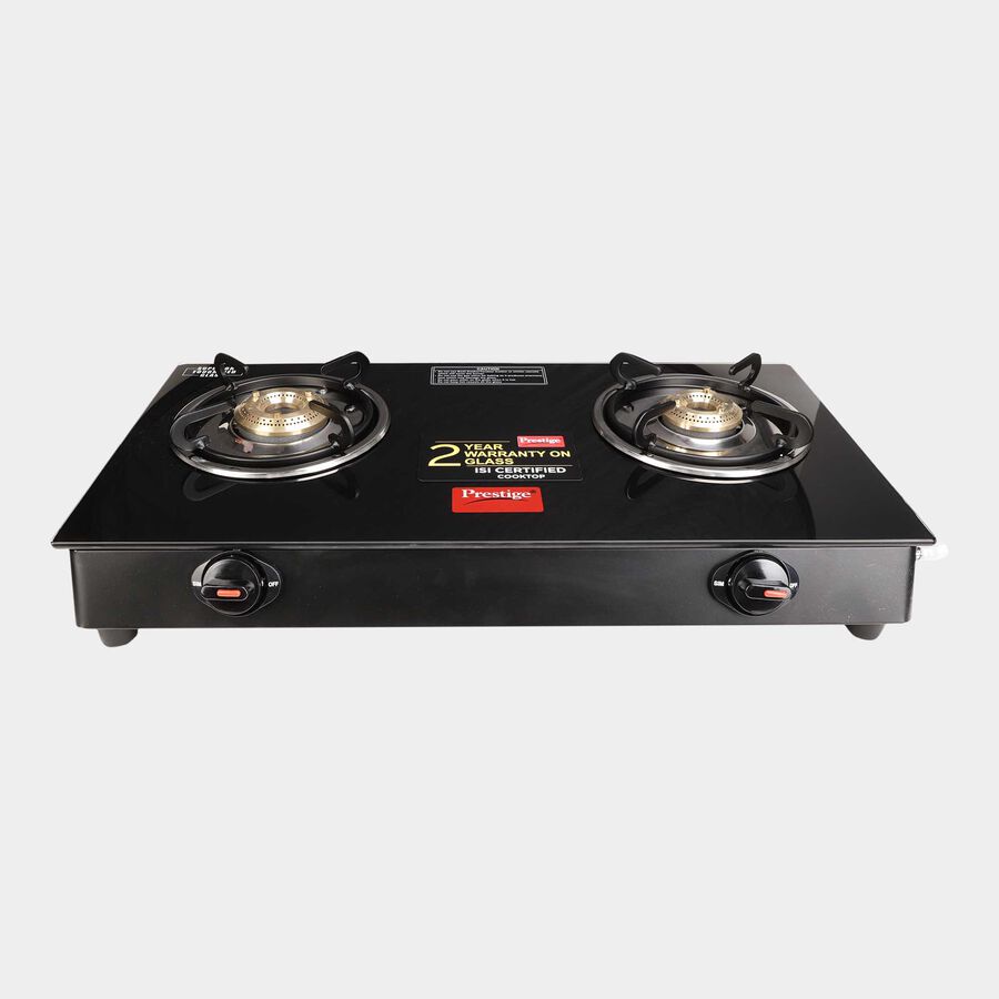 Toughened Glass-Top 2 Burner LPG Gas Stove, , large image number null