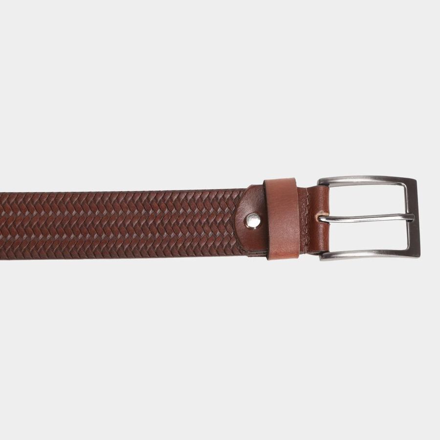 Men's Brown Leather Casual Belt, 38 in. Waist, , large image number null