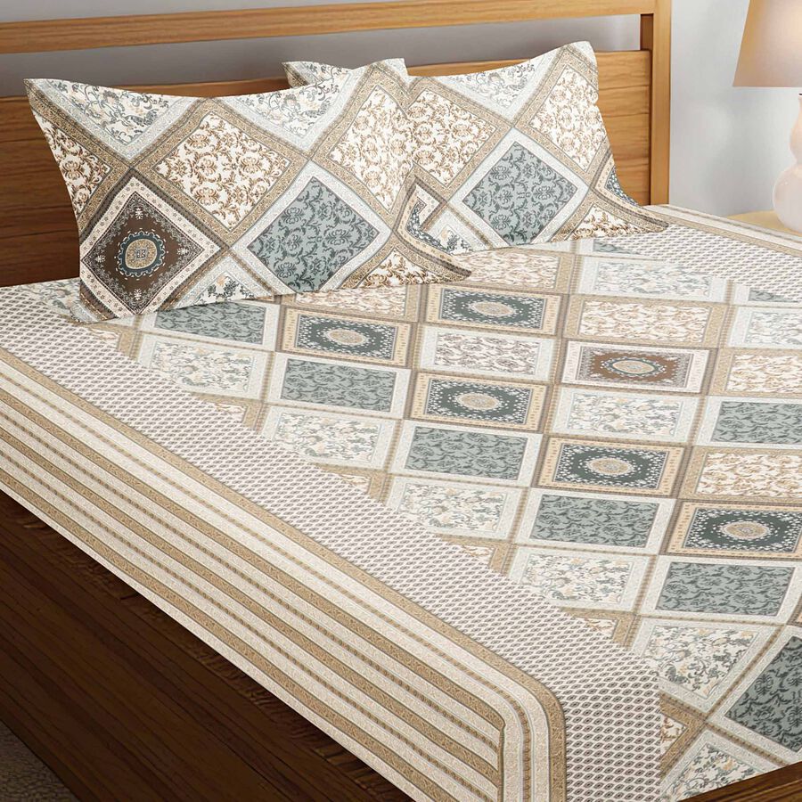 120 TC Cotton Double Bedsheet with 2 Pillow Covers, , large image number null