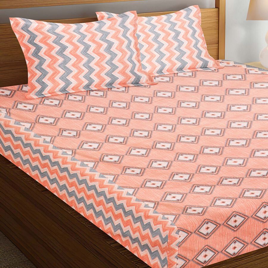 104 TC Cotton Double Bedsheet with 2 Pillow Covers, , large image number null
