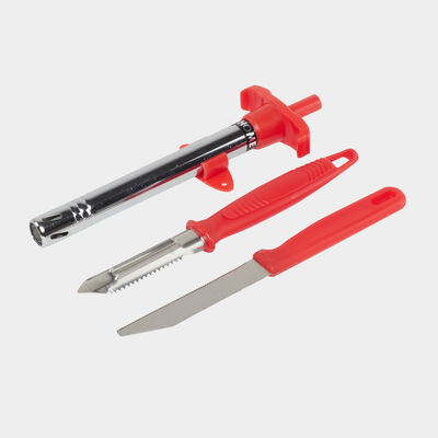 Gas Lighter, Knife And Peeler - Set of 3