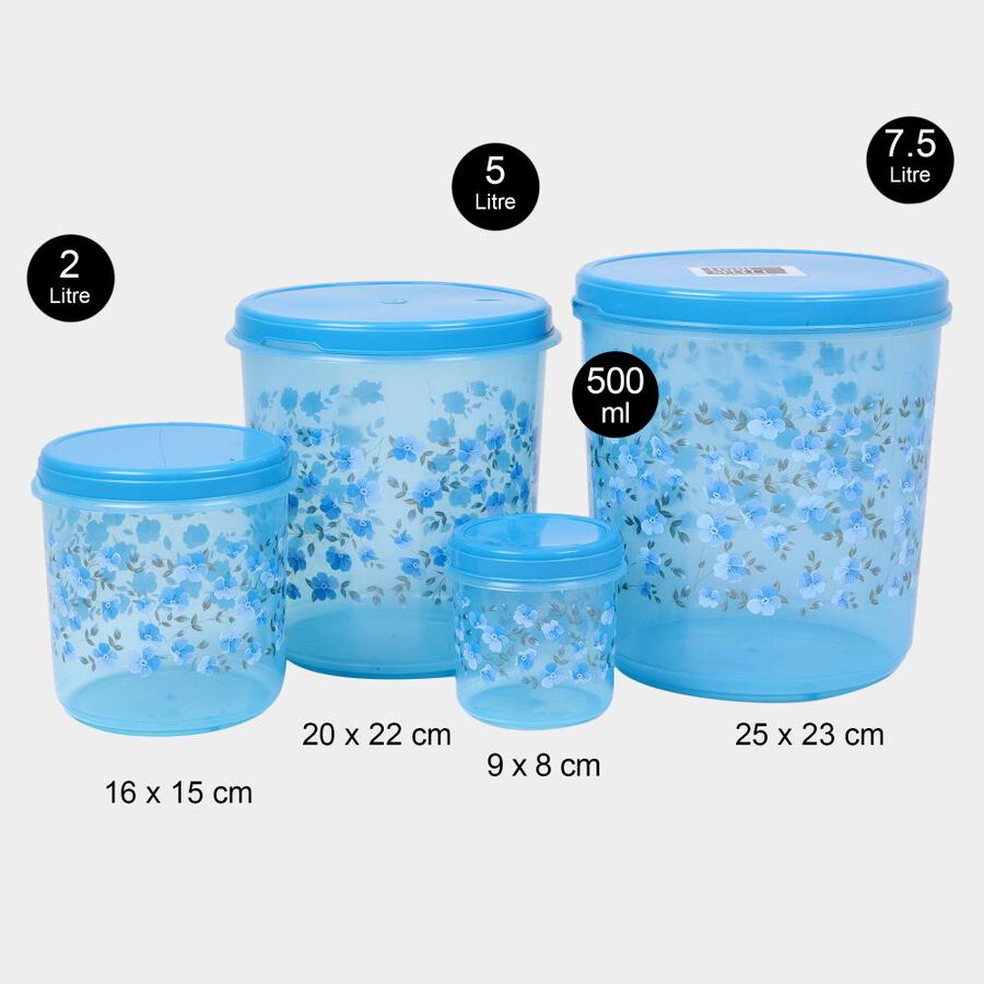 Plastic Container, Set of 4 - 7.5 L | 5 L | 2 L | 0.5 L, , large image number null