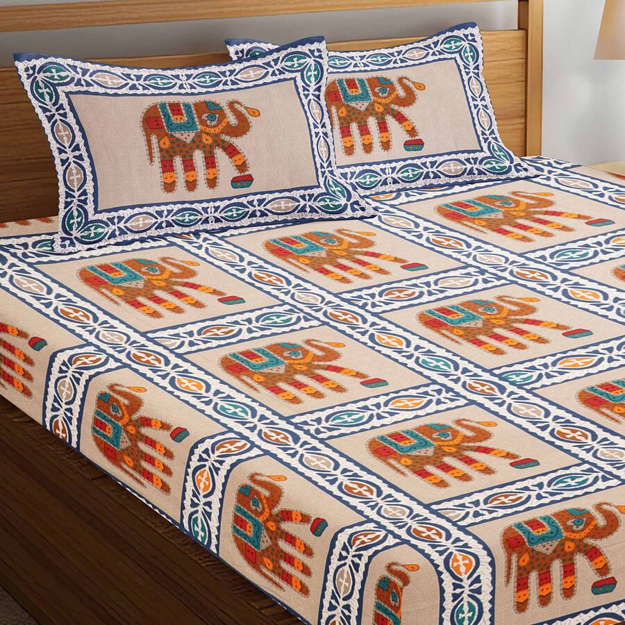 120 TC Cotton Double Bedsheet with 2 Pillow Covers, , large image number null