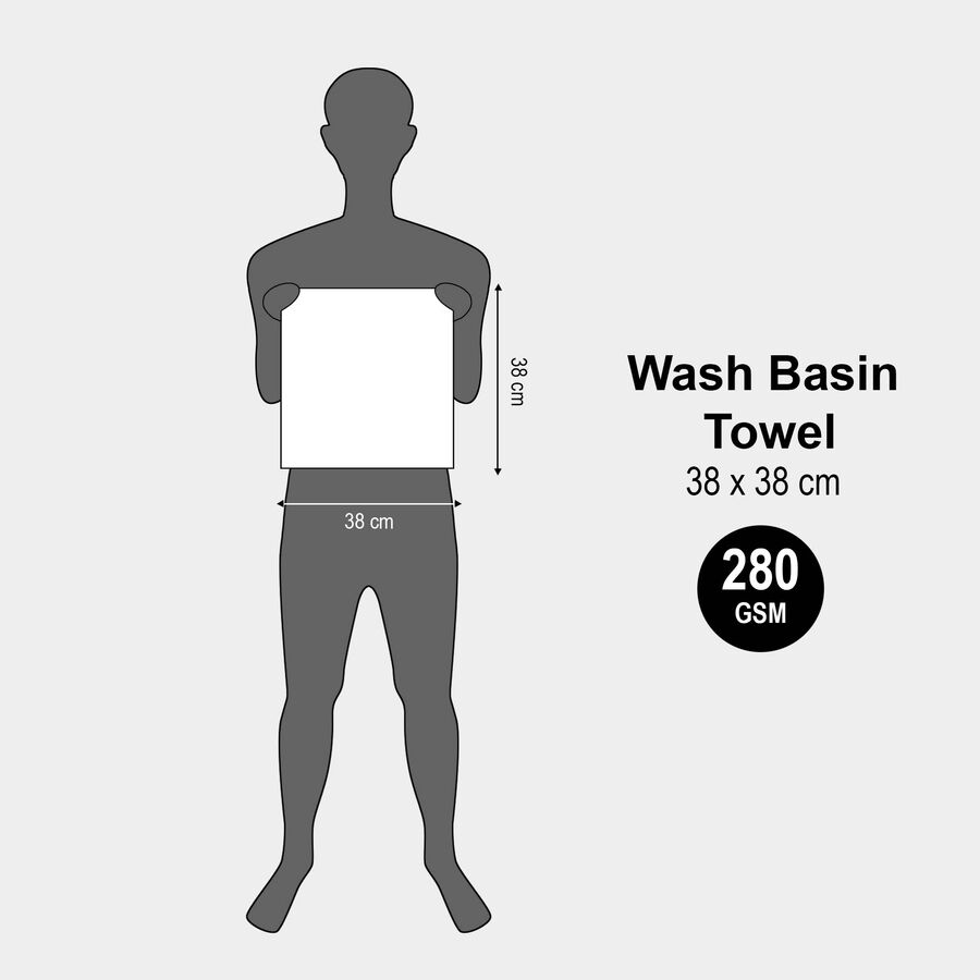 Polyester Wash Basin Towel, 280 GSM, 38 X 38 cm, , large image number null