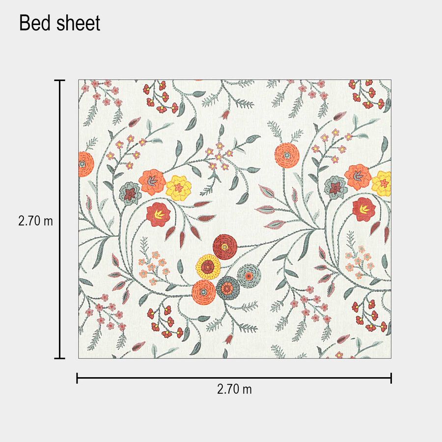 104 TC Cotton Double Bedsheet with 2 Pillow Covers, King Size, , large image number null