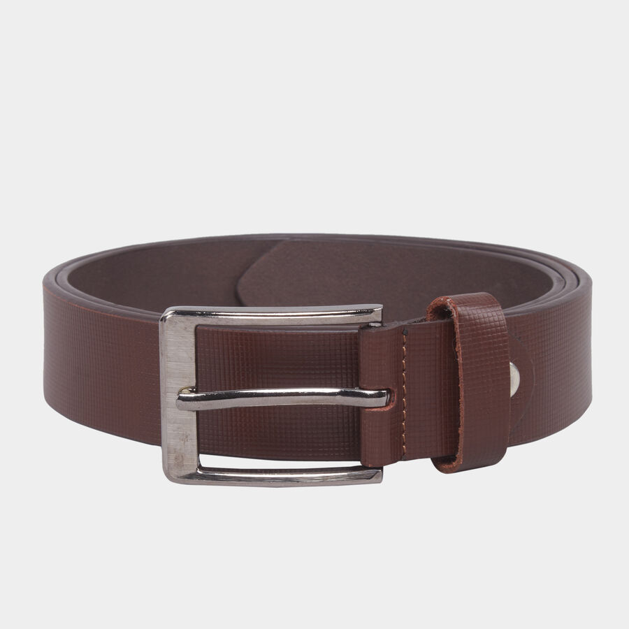 Men's Brown Leather Casual Belt, 42 in. Waist, , large image number null