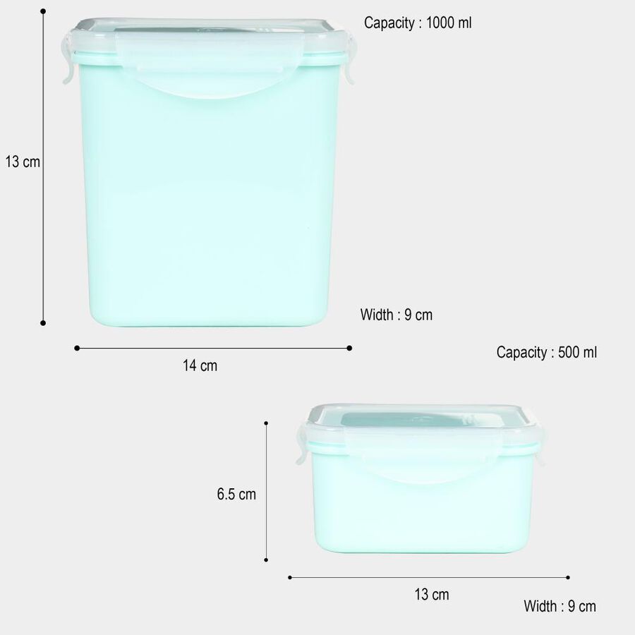 Air-Tight Plastic Container, Set of 2 - 500 ml, 1 L, , large image number null