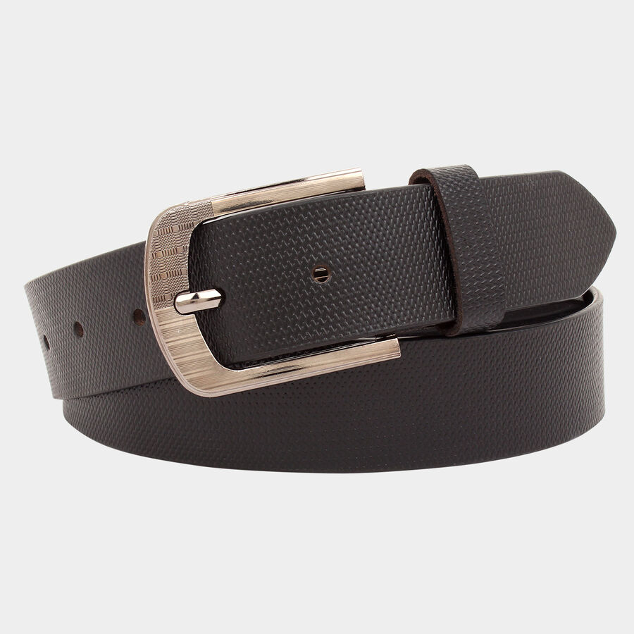 Men's Black Leather Casual Belt, 34 in. Waist, , large image number null